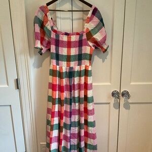 Boden check linen dress size 8